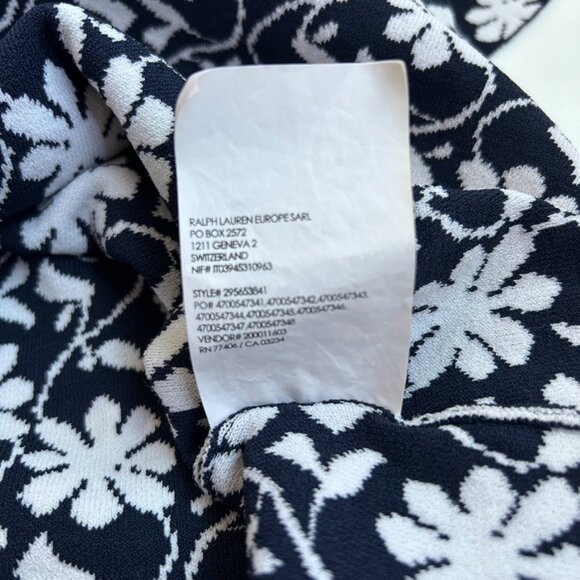 Club Monaco White & Navy Rowlen Blue Floral‎ Off Shoulder Knit Women's Top Small - Picture 8 of 14